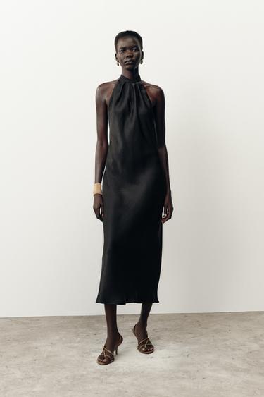 MIDI-HALTERJURK - Zwart van Zara