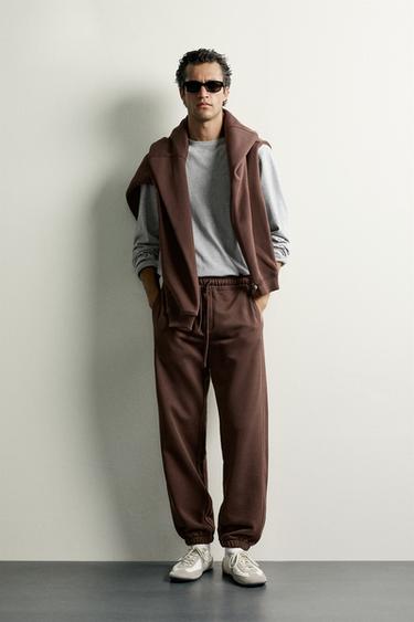 Zara BASIC JOGGER PANTS - Brown