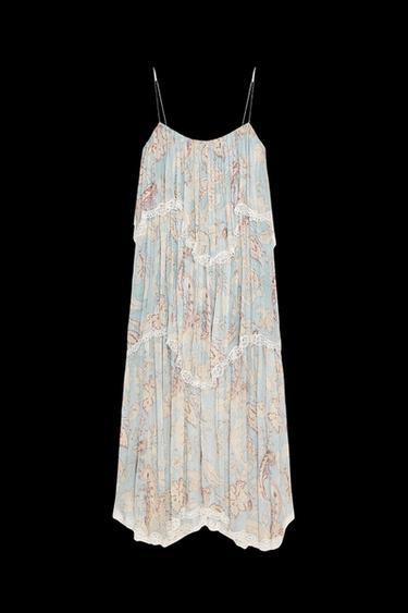 KLEID MIT PRINT, VOLANTS UND SPITZE ZW COLLECTION - Print von Zara - Bild 0