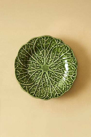 CABBAGE STONEWARE DESSERT PLATE - Green by Zara - Image 6