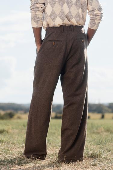 PANTALON COUPE AMPLE LAINE CHAÎNE ÉDITION LIMITÉE - Gris chiné de Zara - Image 2
