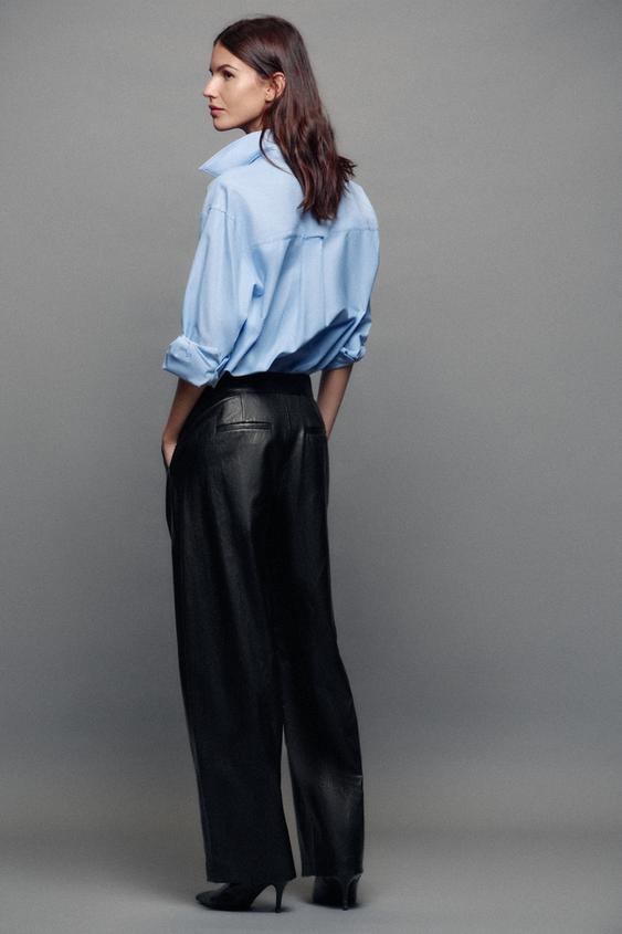 PANTALON BARREL MATIÈRE SYNTHÉTIQUE - Noir de Zara - Image 3