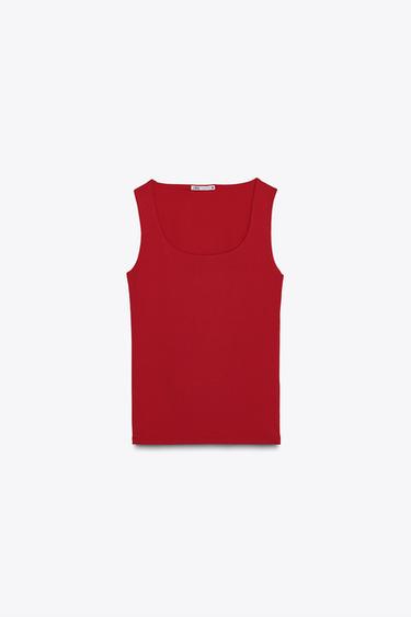 ÁO PHÔNG SỢI POLIAMIDE DÂY BẢN TO - Màu đỏ nhạt từ Zara