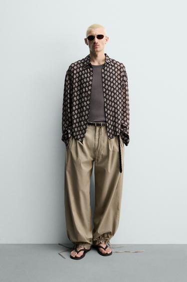 BALLOON FIT PLEATED TROUSERS - camel by Zara - Image 0