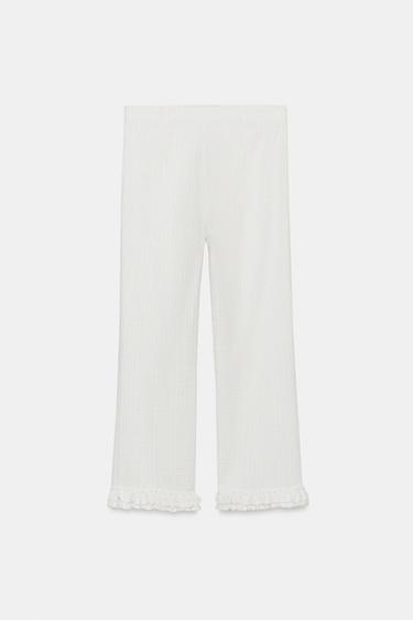 PANTALON MINI FLARE VOLANTS - Écru de Zara - Image 6