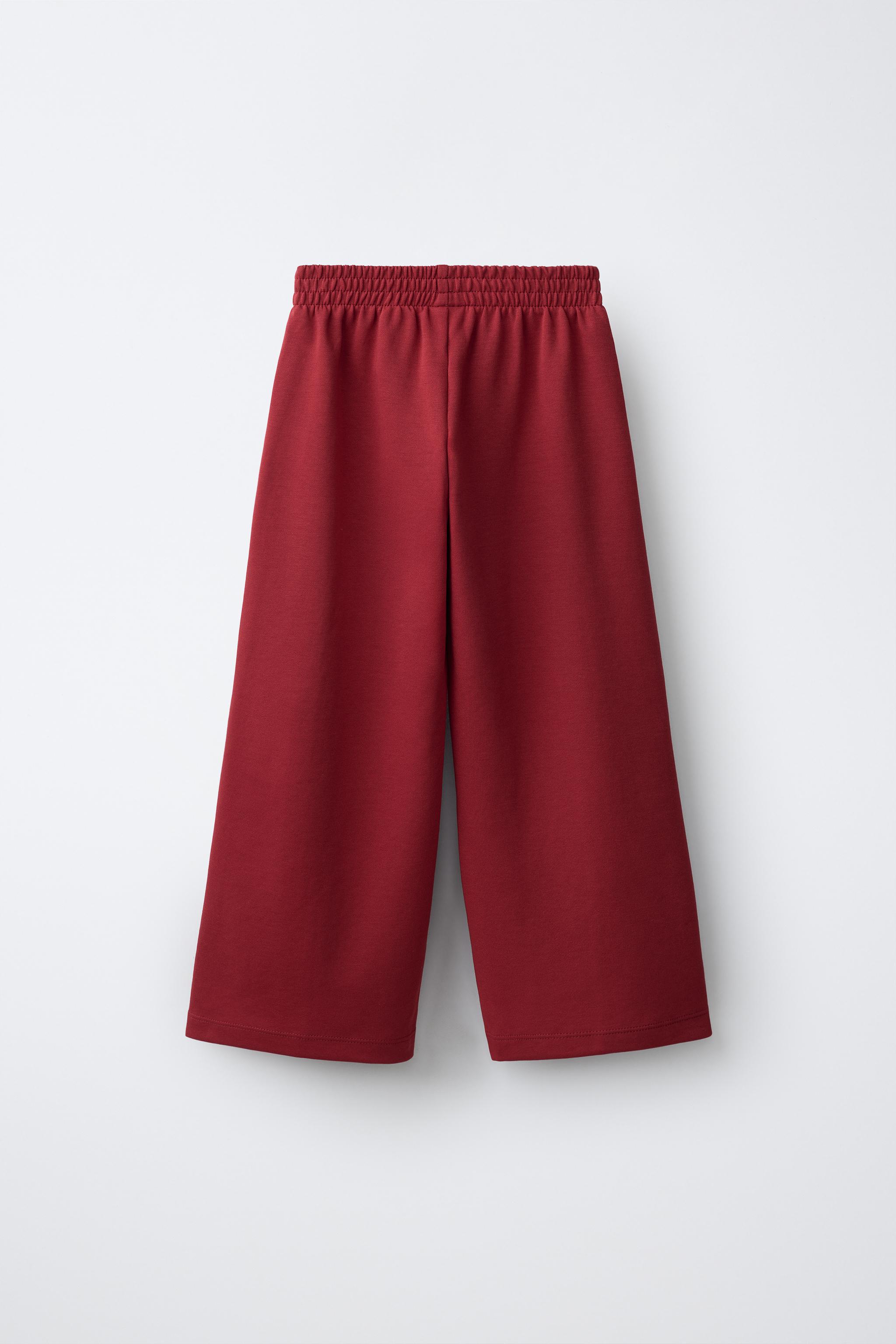 INTERLOCK WIDE LEG PANTS — Red