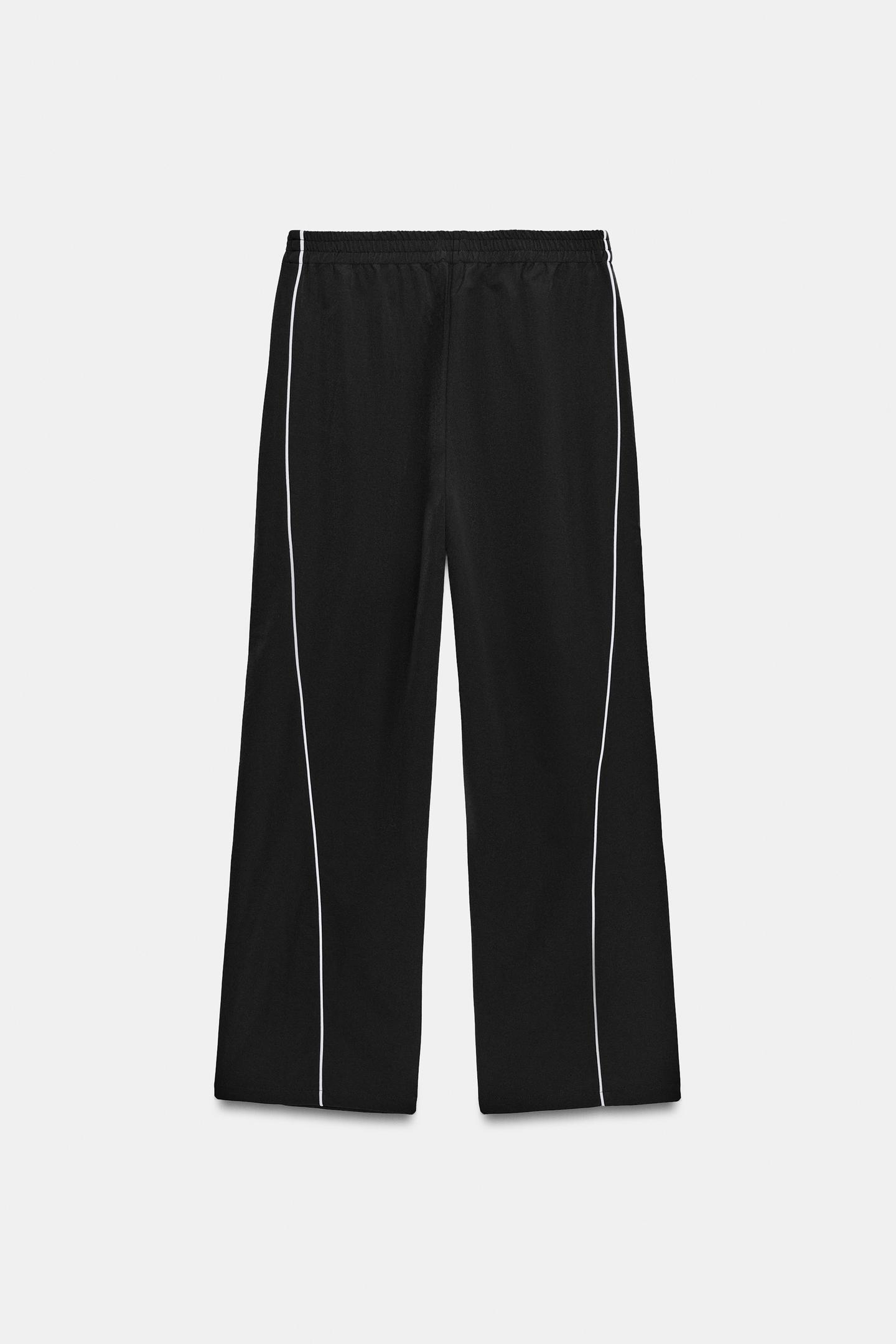 Женские брюки Zara Contrast Piping Technical, цвет: Чёрный — фото 9