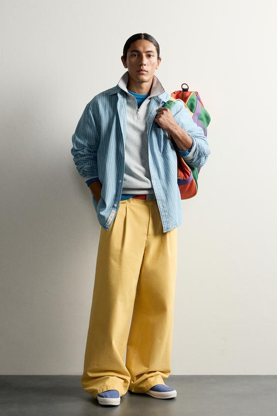 CAMISA DENIM RAYAS FRUIT OF THE LOOM™ - Azul claro de Zara - Imagen 0