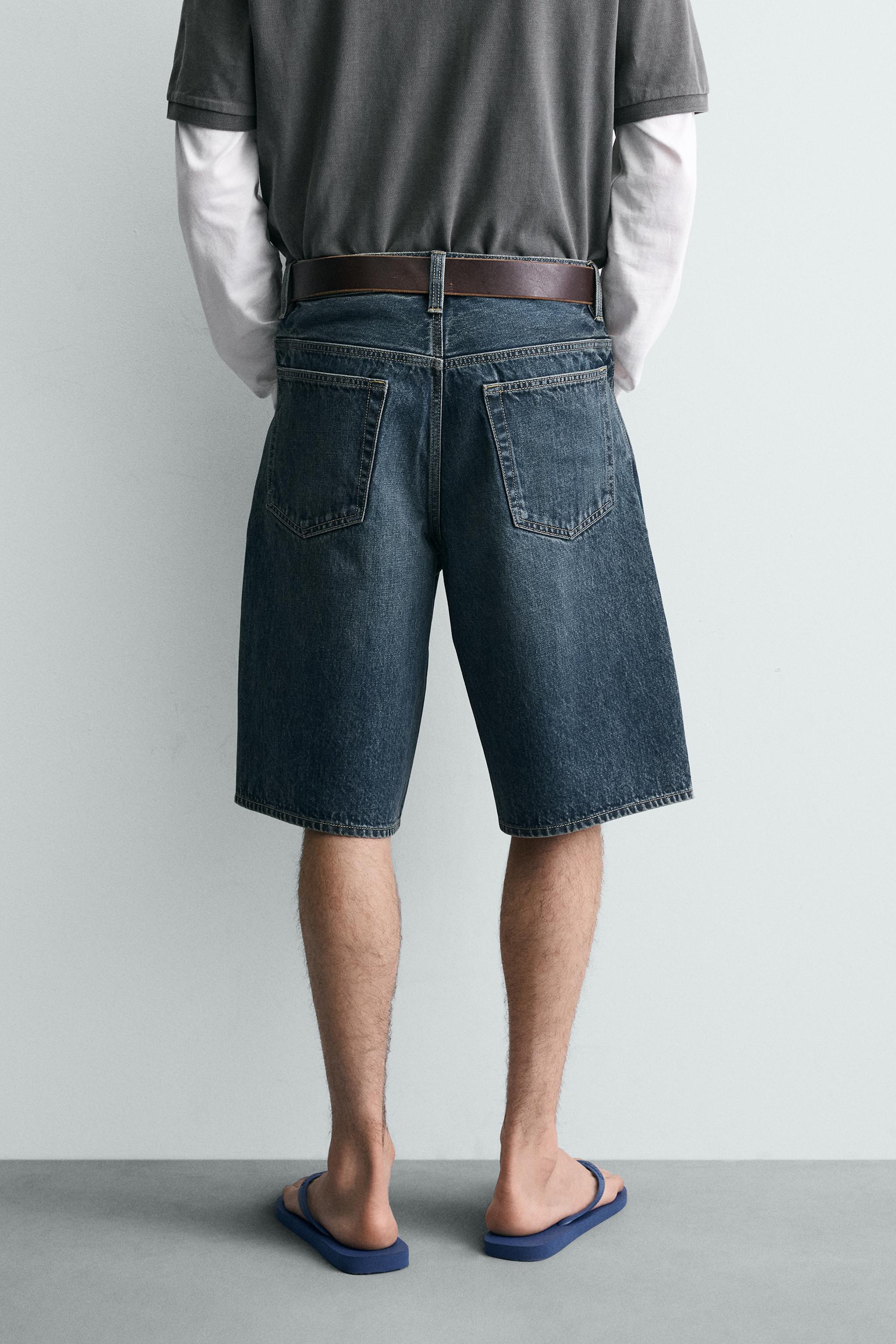 バギーフィットデニムバミューダパンツ - インディゴブルー | ZARA