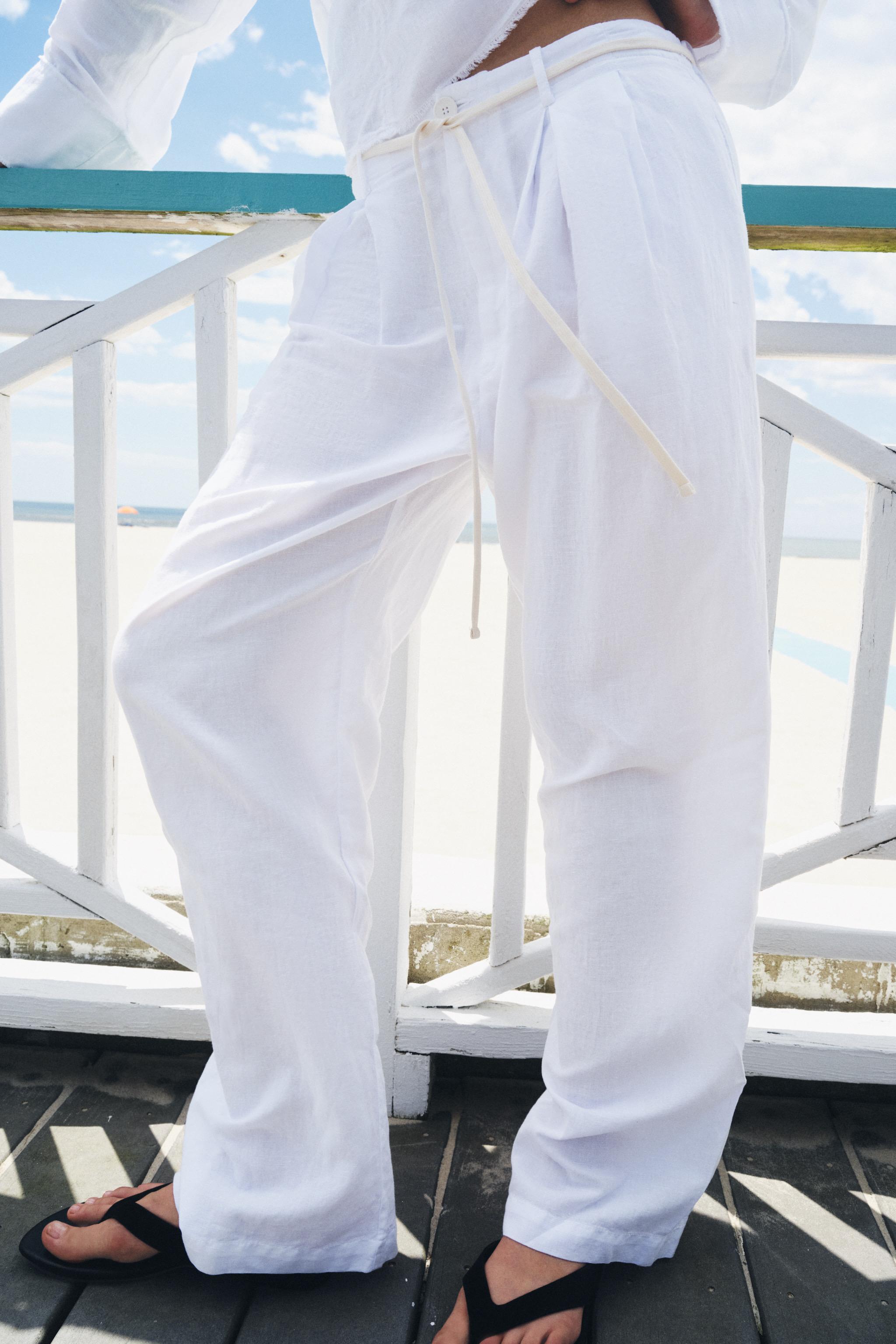 ZW COLLECTION LINEN PANTS - White | ZARA United States