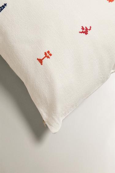 CUSHION COVER WITH MINI EMBROIDERY - Ecru by Zara - Image 1
