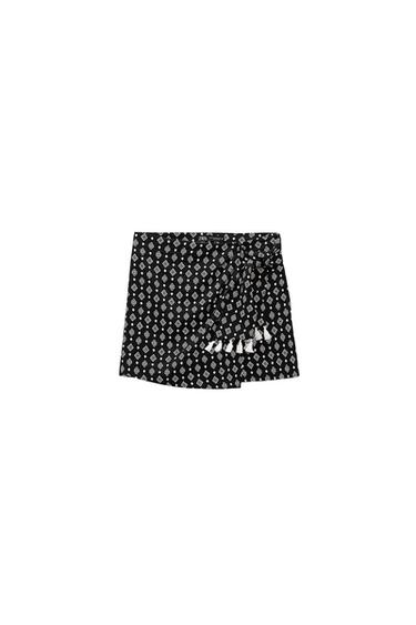 PRINTED SKORT WITH TASSELS