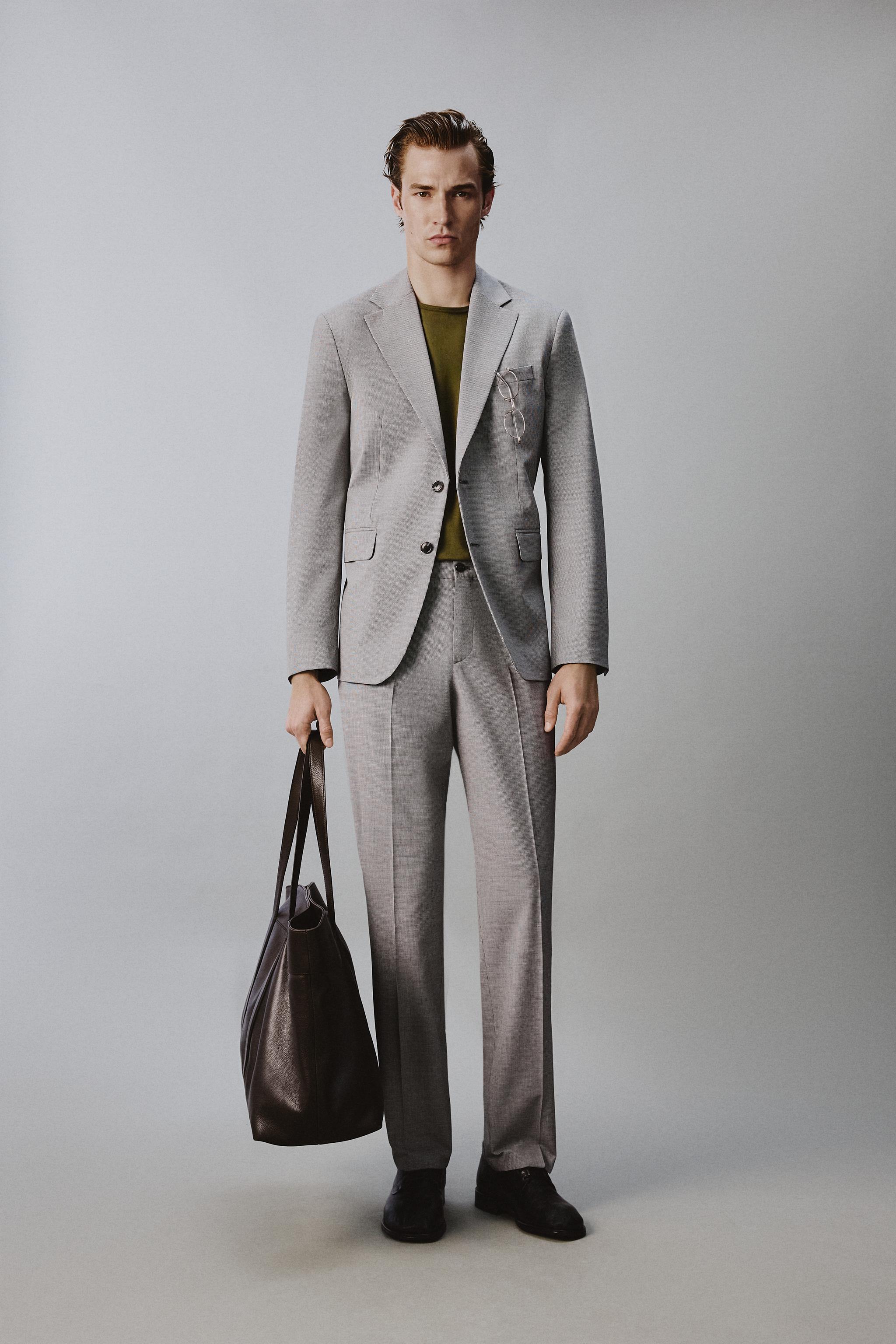 REGULAR FIT HOUNDSTOOTH SUIT PANTS