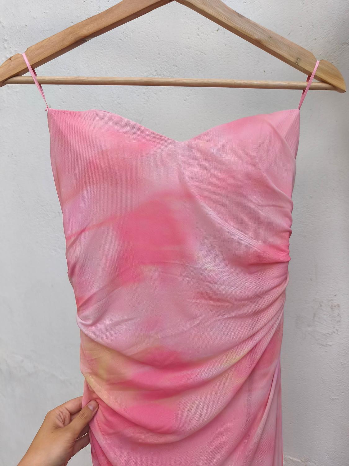 PRINTED STRAPLESS TULLE DRESS - Image 6