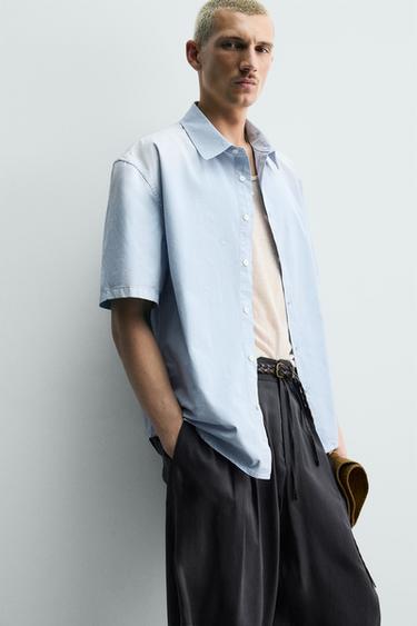 RELAXED FIT SPRAY WASH SHIRT - Light blue by Zara - Image 4