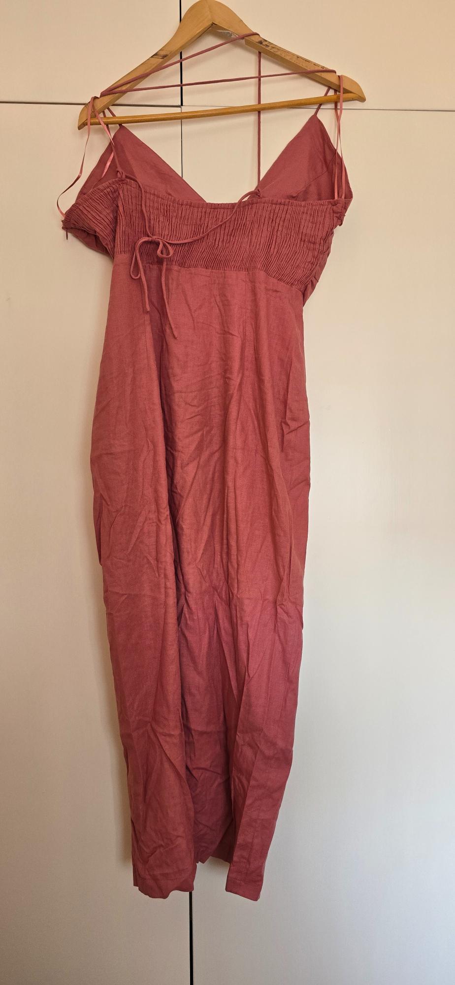 LINEN BLEND KNOTTED MIDI DRESS - Image 2
