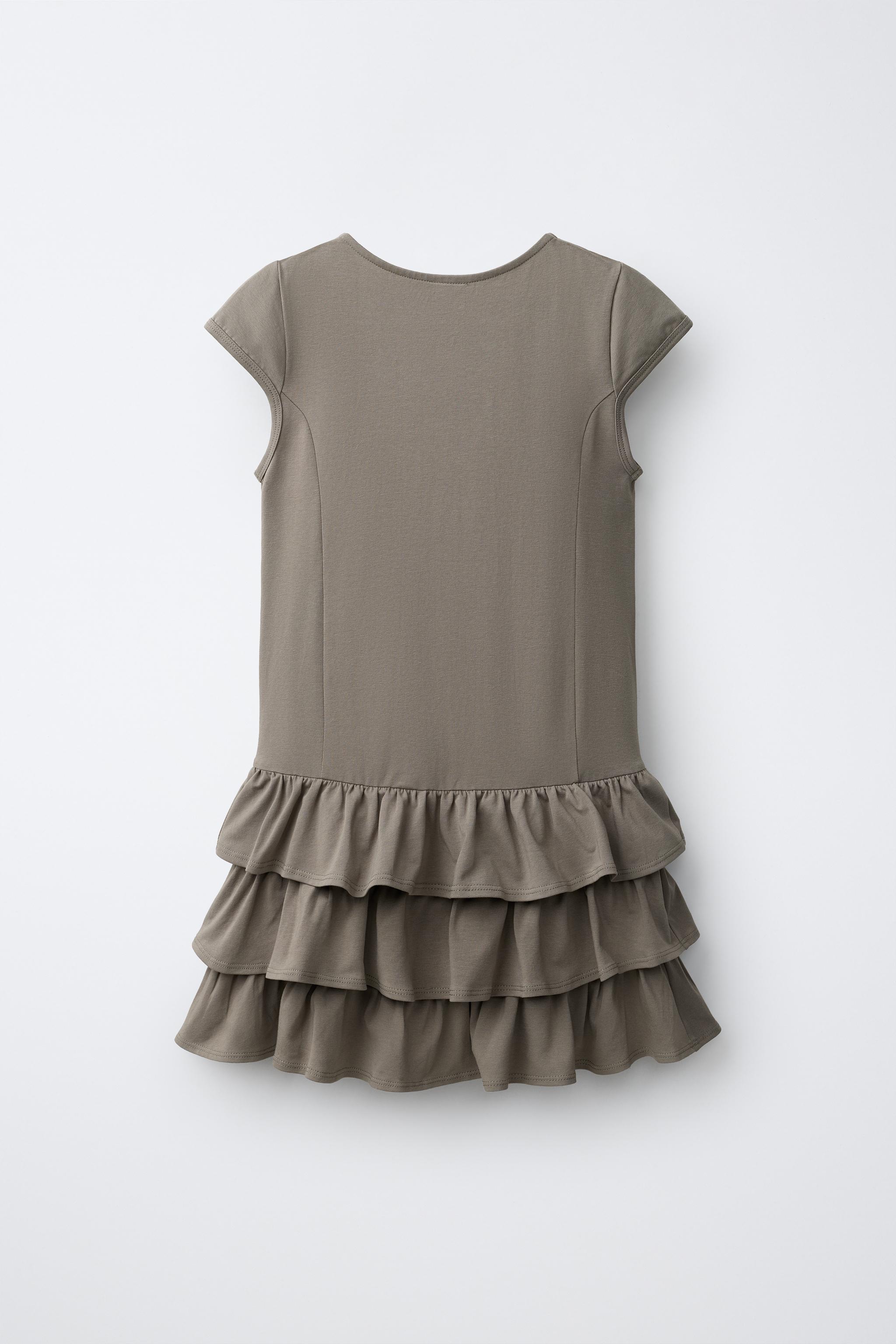 RUFFLED FROG FASTENING DRESS — Khaki (alternate view)