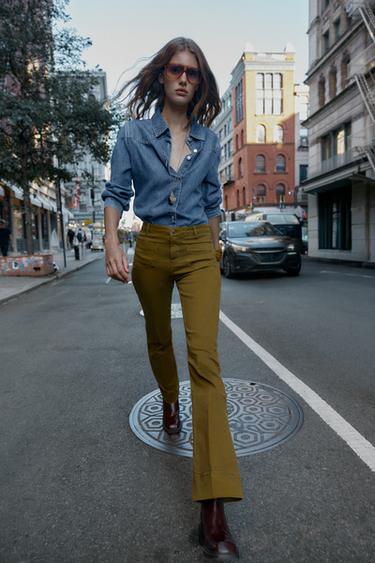 Z1975 HIGH-WAIST JEANS WITH PATCH POCKETS - Oil by Zara