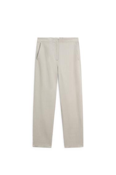 Zara Linen suit trousers with waist detail - LIMITED EDITION - Gray
