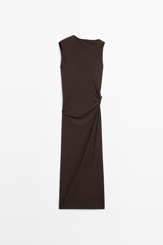 ASYMMETRIC RUCHED MIDI DRESS from Zara - $200