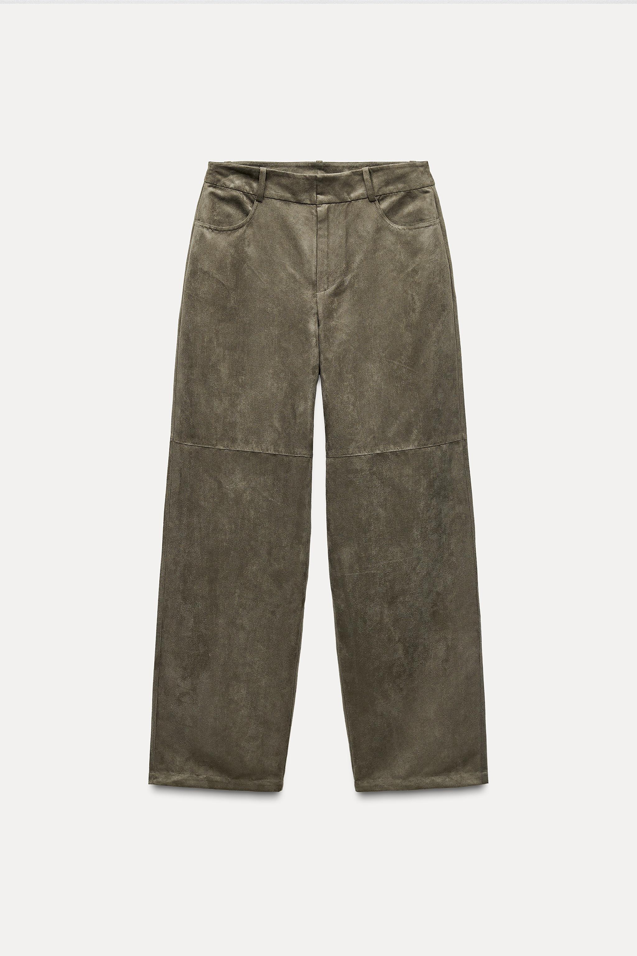 FAUX SUEDE STRAIGHT LEG PANTS Sand ZARA United States