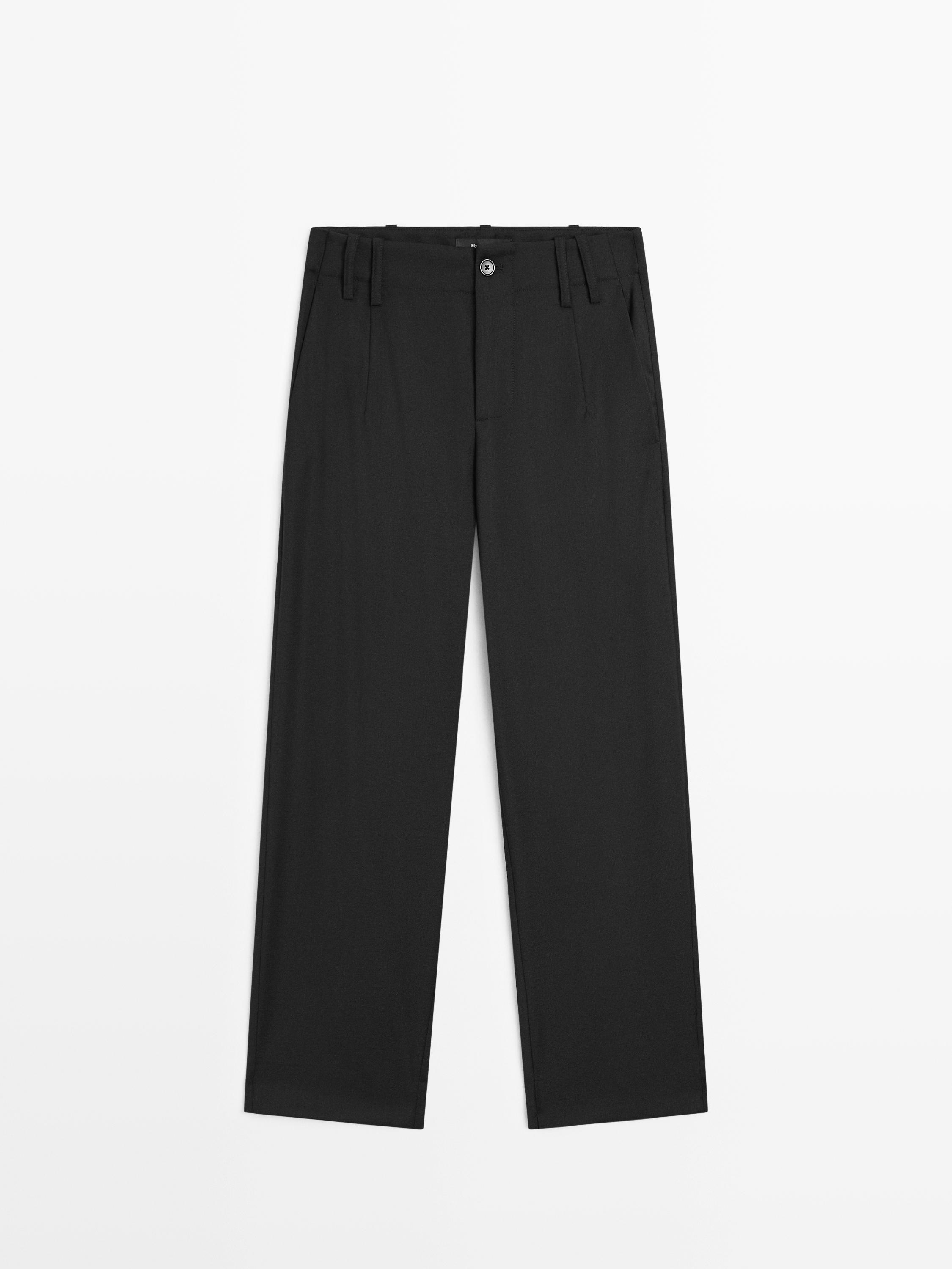 100% wool boyfriend fit trousers