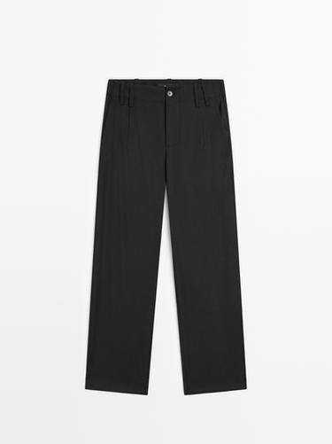 Zara 100% wool boyfriend fit trousers - Black