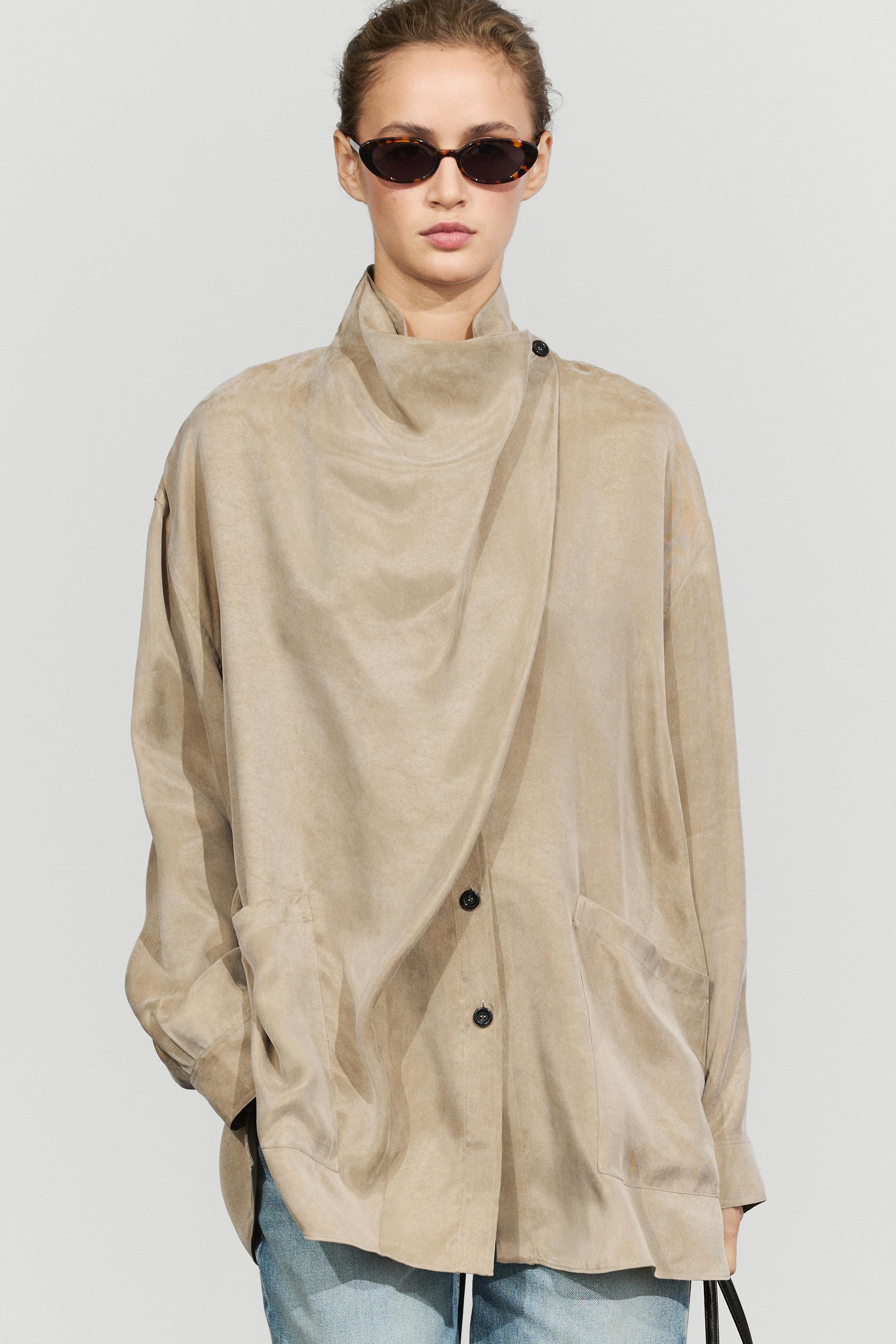 High neck wrap shirt