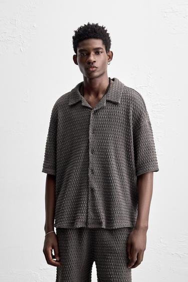 IRREGULAR TEXTURED SHIRT - Anthracite Grey by Zara