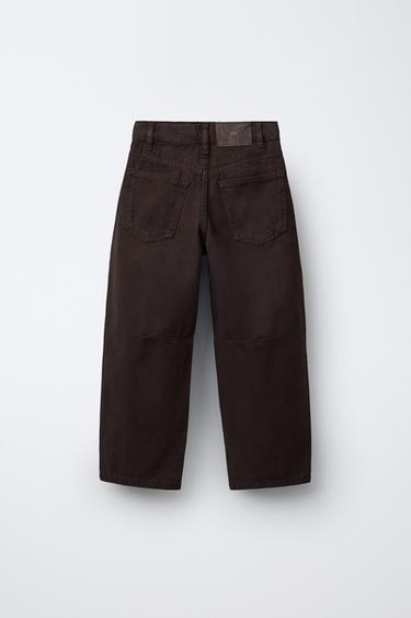 BARREL DENIM TROUSERS - Chocolate by Zara - Image 1