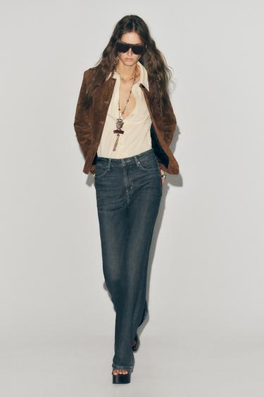 JEANS Z1975 STRAIGHT FIT HIGH-WAIST - Blue / Green by Zara