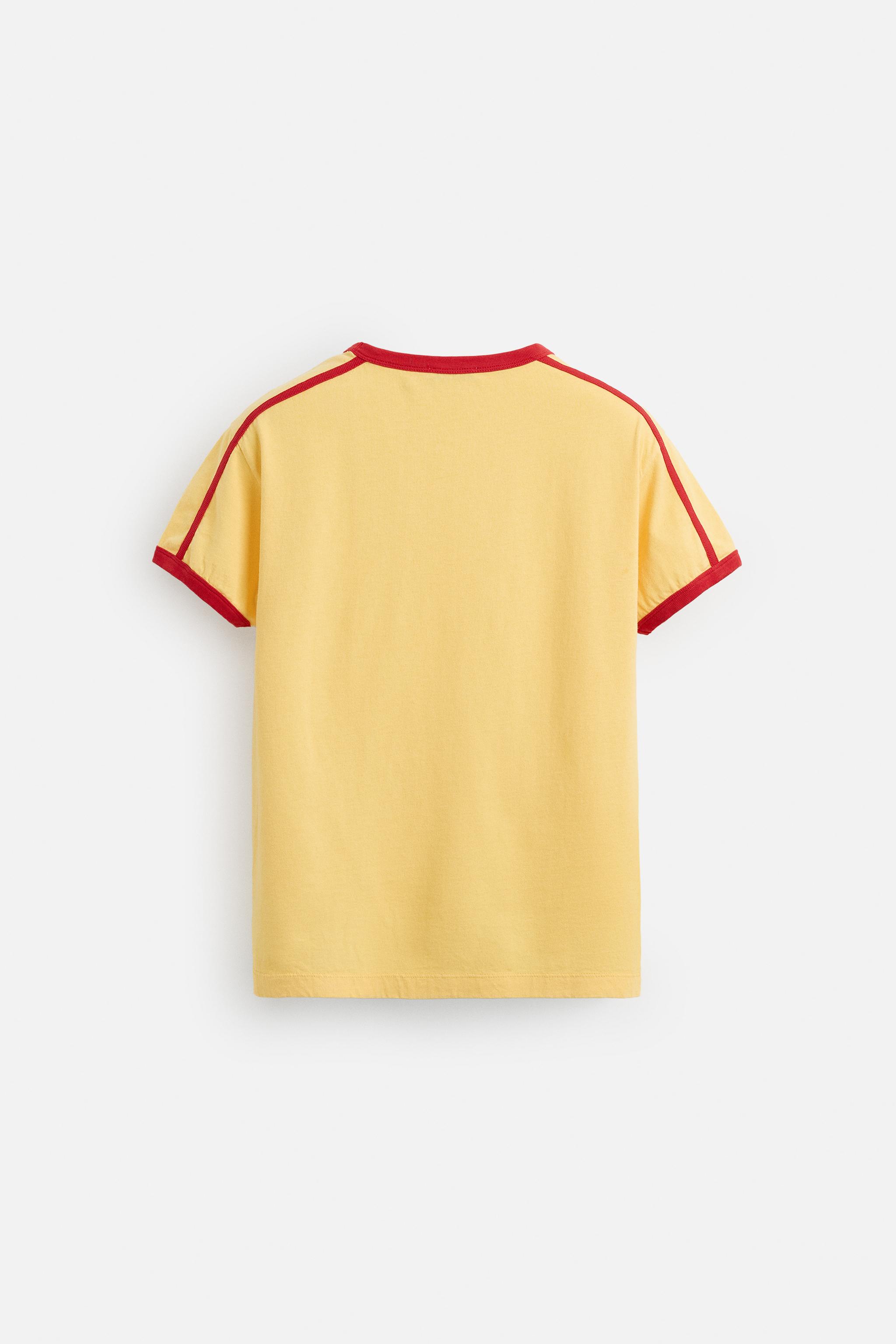 ZARA リブ コントラスト テキストＴシャツ 6224/311 RIB CONTRAST TEXT T-SHIRT - Yellow | ZARA Canada