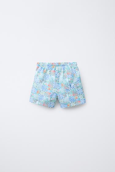 6-14 YEARS/ PALM TREE PRINT SWIM SHORTS - Sand by Zara - Image 1
