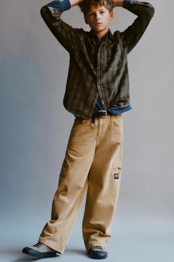 CARGO BARREL TROUSERS WITH LABEL - camel by Zara - Image 0