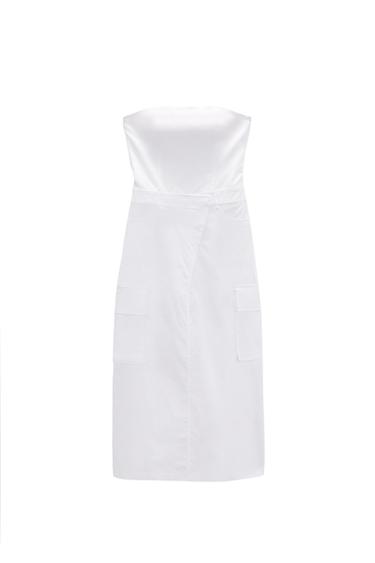 GABARDINE FABRIC STRAPLESS DRESS