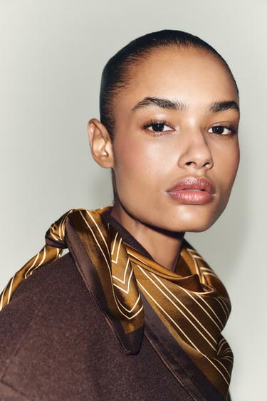 STRIPED PRINTED SCARF - Mustard by Zara