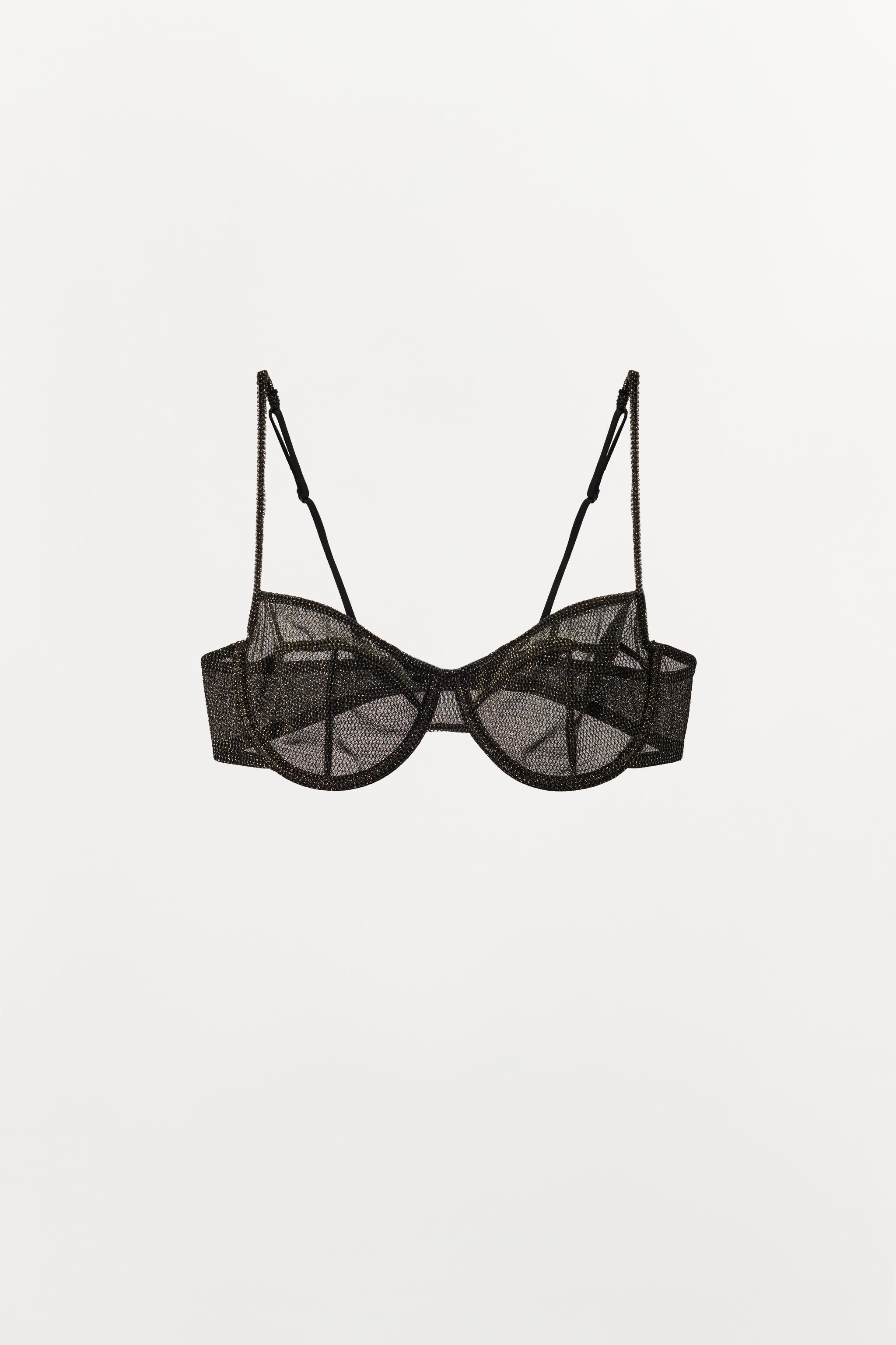 METALLIC THREAD UNDERWIRE BRA - Black | ZARA United States