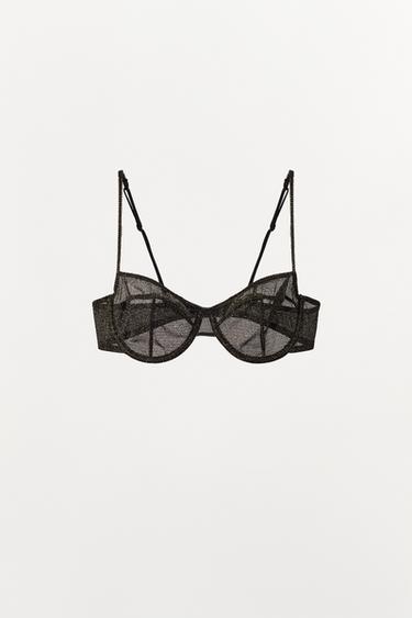 SUTIENË ME TELA ME FIJE METALIZATO - E zezë nga Zara