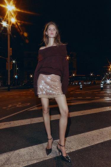 ТРИКОТАЖНИЙ СВЕТР З ВІДКРИТИМИ ПЛЕЧИМА - Бордовий Zara