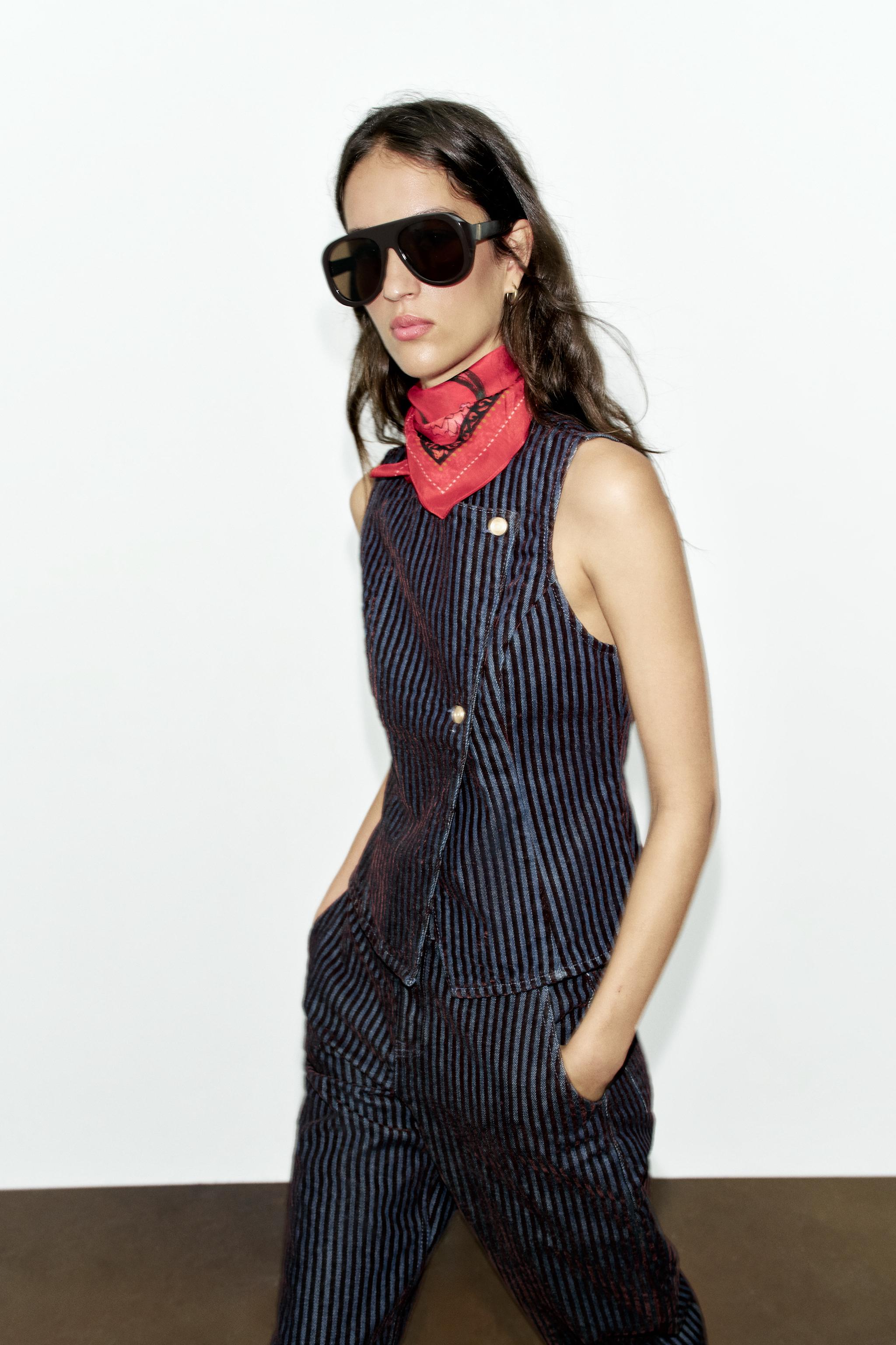 Женские джинсы Zara Z1975 HIGH-RISE VELVET STRIPE BARREL JEANS — фото 3