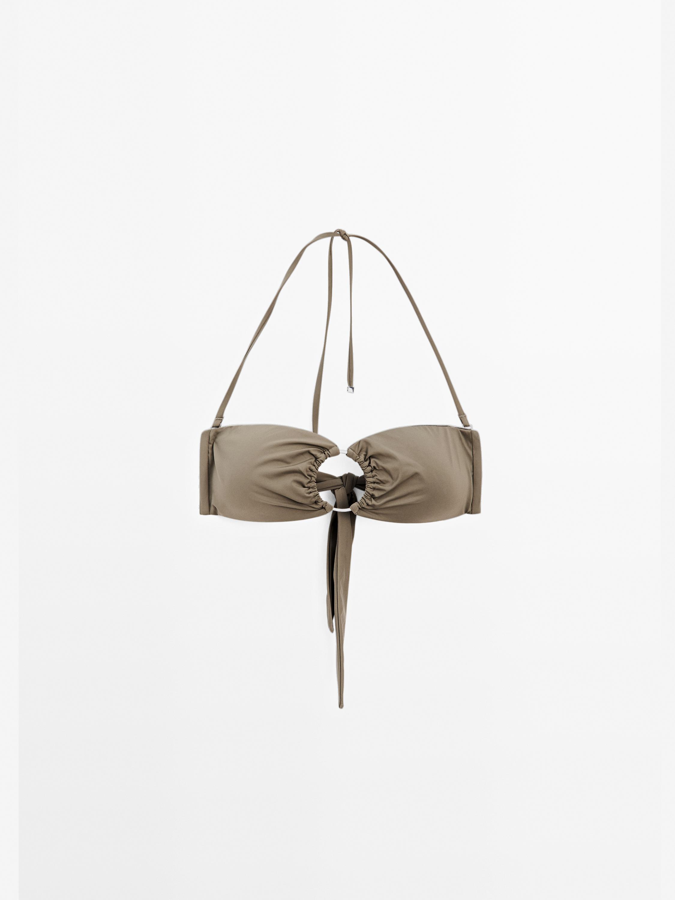 Bandeau bikini top with ring detail
