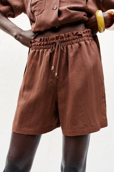 ELASTIC WAIST BERMUDA SHORTS - dark russet by Zara