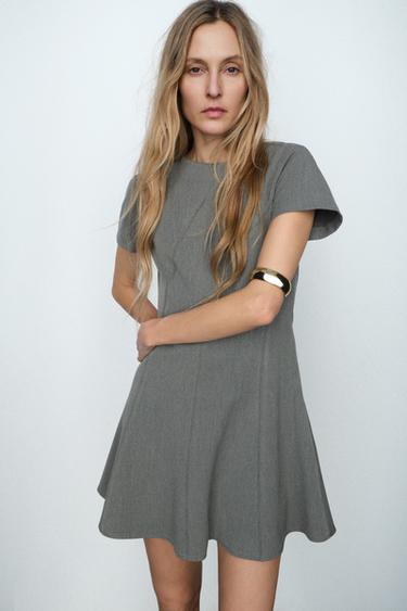 SHORT SLEEVE MINI DRESS - Light grey by Zara
