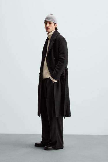 DOUBLE-BREASTED COAT WITH BELT - Black by Zara