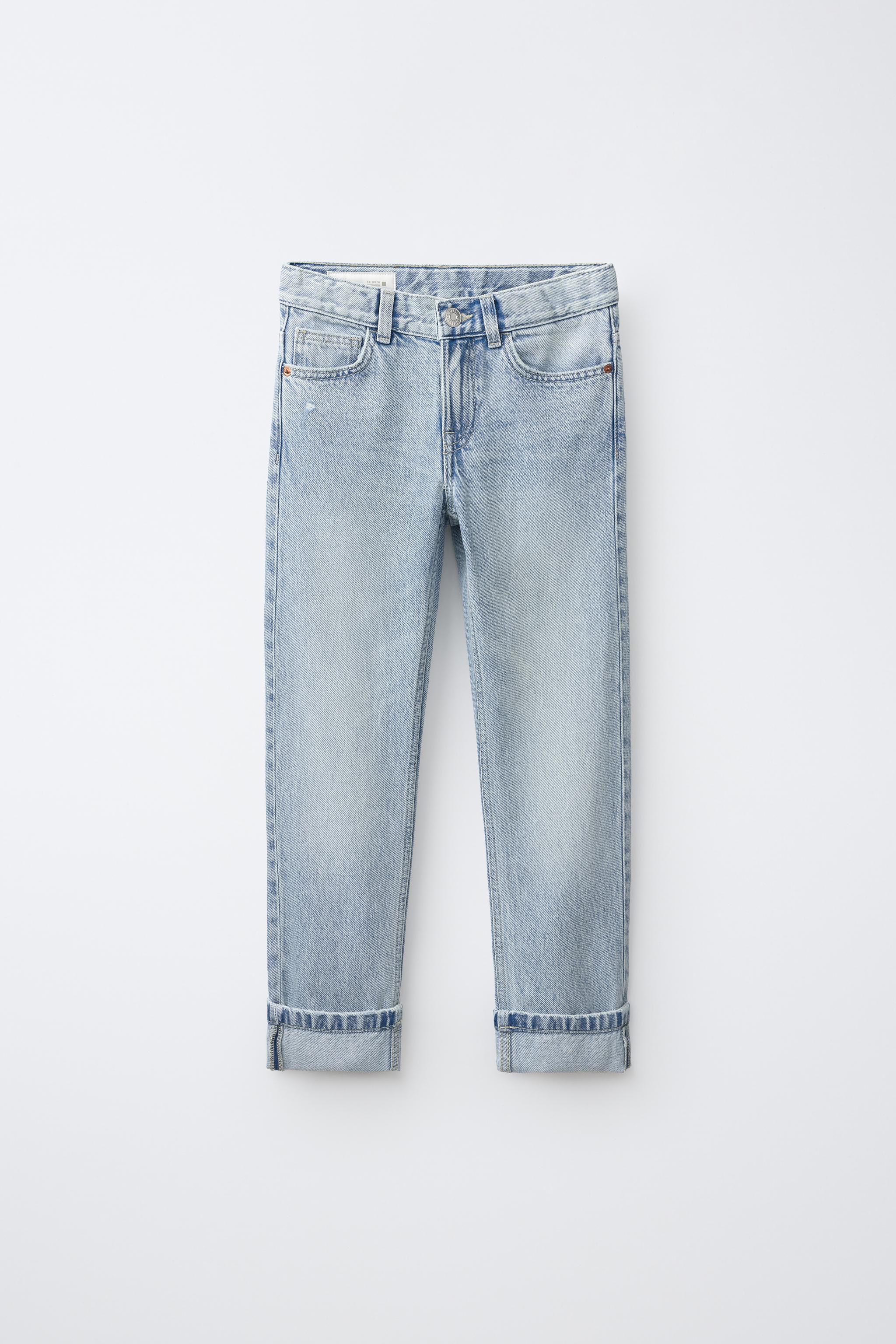 CUFFED STRAIGHT-LEG JEANS — Light blue (alternate view)