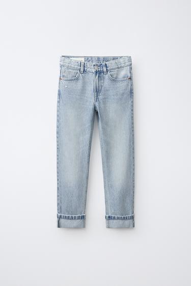 JEANS STRAIGHT BAJO VUELTA - Azul claro de Zara