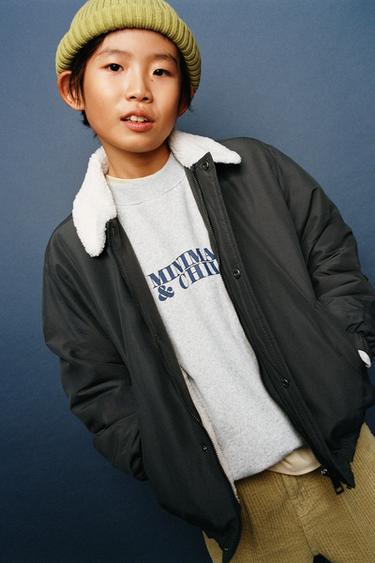 Zara FLEECE BOMBER JACKET - Stone