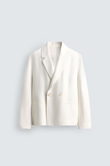 RELAXED FIT VISCOSE/LINEN SUIT BLAZER - White by Zara