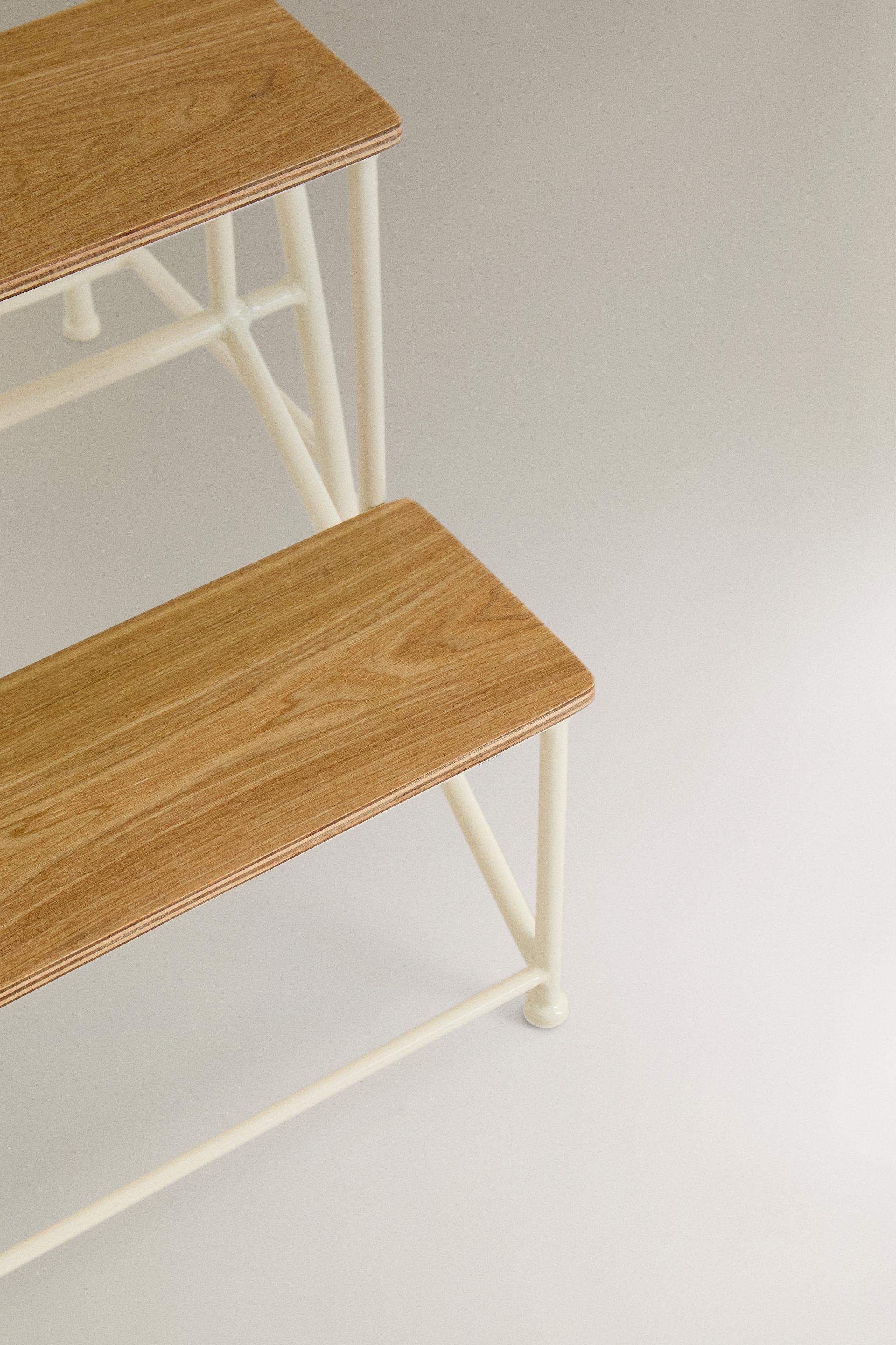 THREE-STEP WOOD AND IRON STOOL - Light beige | ZARA United States