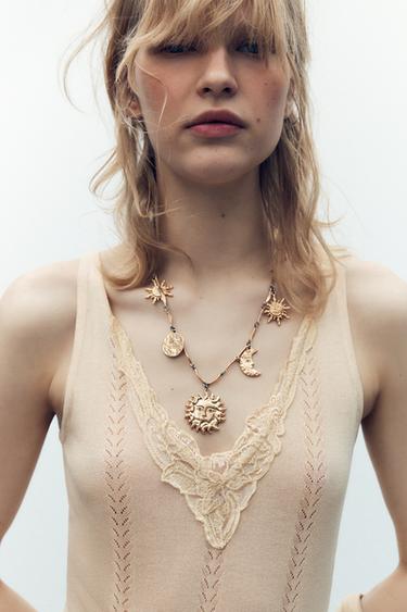 BODY EN MAILLE BRODÉ - Vanille de Zara